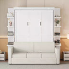 Whisen Modern Design Wood Frame Queen Size Murphy Bed Wall Bed with Sofa and Shelves