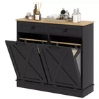 HOMCOM Tilt Out Laundry Hamper Cabinet Bathroom Storage Cabinet with 2 Removable Baskets and 2 Drawers