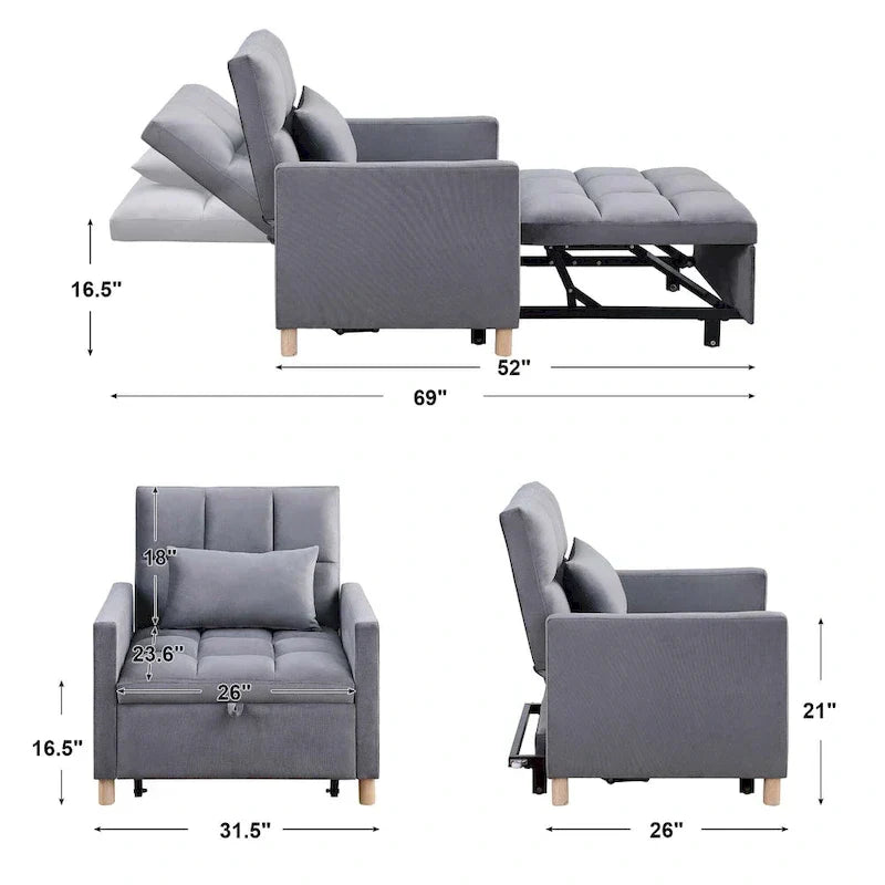 Aukfa Sleeper Chair Bed Convertible Single Sofa Chair with Pillow