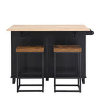 TOPMAX Kitchen Island Set with Drop Leaf and 2 Seatings, Dining Table Set with Adjustable Shelf, Drawers and Towel Rack