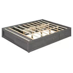 Whisen Queen Platform Bed Frame with 4 Storage Drawers and Footboard Storage