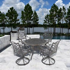 5-Piece Cast Aluminum Patio Dining Set with 4 Swivel Chair