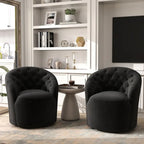 Fauteuil baril pivotant à 360 degrés SEYNAR moderne en velours avec dossier capitonné, lot de 2