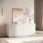 59 Modern Spiral Sideboard Buffet Cabinet, Low Profile Art Entryway Storage Cabinet with 3D Ripple Texture Doors
