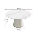 Table à manger ronde de 53 po pour 6 personnes avec plateau en pierre sintérisée et plateau tournant