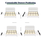 Modern Boucle Upholstered Queen Size Bed with Storage Drawers