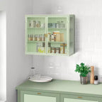 Okak Modern 2-door Wall Cabinet with Featuring 3-tier Storage Glass Doors for Entryway/Dining Room/Living Room/Kitchen