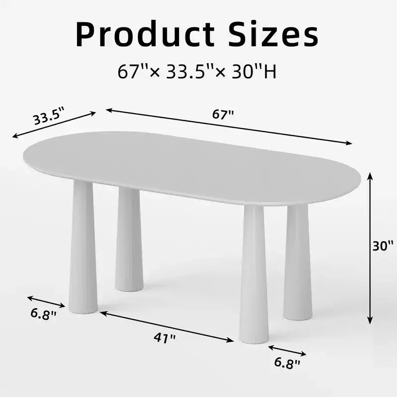 Dovelina 67 Oval Wood Dining Table with 4 legs Modern Kitchen Table for 6 People