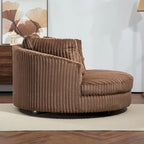 Modern Sofa Chair Round Accent Barrel Chair With 5 Pillows and Optional Ottoman