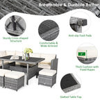 Costway 7 PCS Patio Rattan Dining Set Sectional Sofa Couch Ottoman - See Details