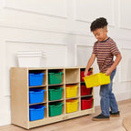Cubby Mobile Tray Cabinet and 15 Scoop Front Bins, 3x4, Kids Furniture