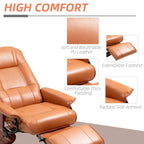 HomCom Faux Leather Adjustable Manual Swivel Base Recliner Chair with Comfortable and Relaxing Footrest
