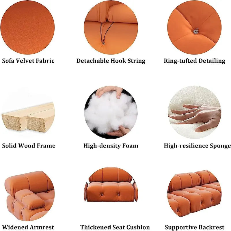 Divano componibile moderno a L in velluto morbido