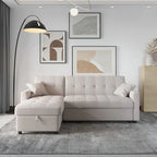 Reversible Sleeper Sectional Sofa L-Shape 3 Seat Sectional Couch with Storage