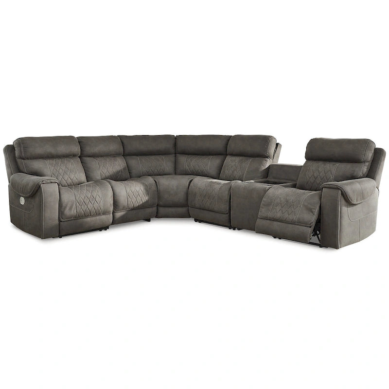 Divano componibile reclinabile elettrico a 6 posti Hoopster grigio Signature Design by Ashley - 100L x 120P x 34H