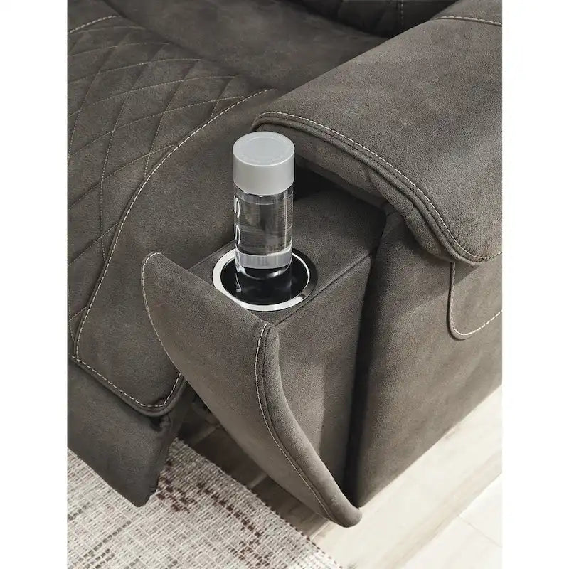 Divano componibile reclinabile elettrico a 6 posti Hoopster grigio Signature Design by Ashley - 100L x 120P x 34H