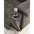 Divano componibile reclinabile elettrico a 6 posti Hoopster grigio Signature Design by Ashley - 100L x 120P x 34H