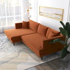 Divano sezionale in velluto Diana Mid-Century Modern a L con schienale a cuscini