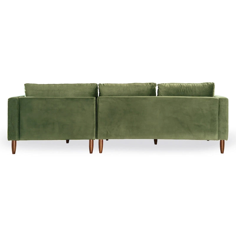 Divano sezionale in velluto Diana Mid-Century Modern a L con schienale a cuscini