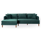 Divano sezionale in velluto Diana Mid-Century Modern a L con schienale a cuscini