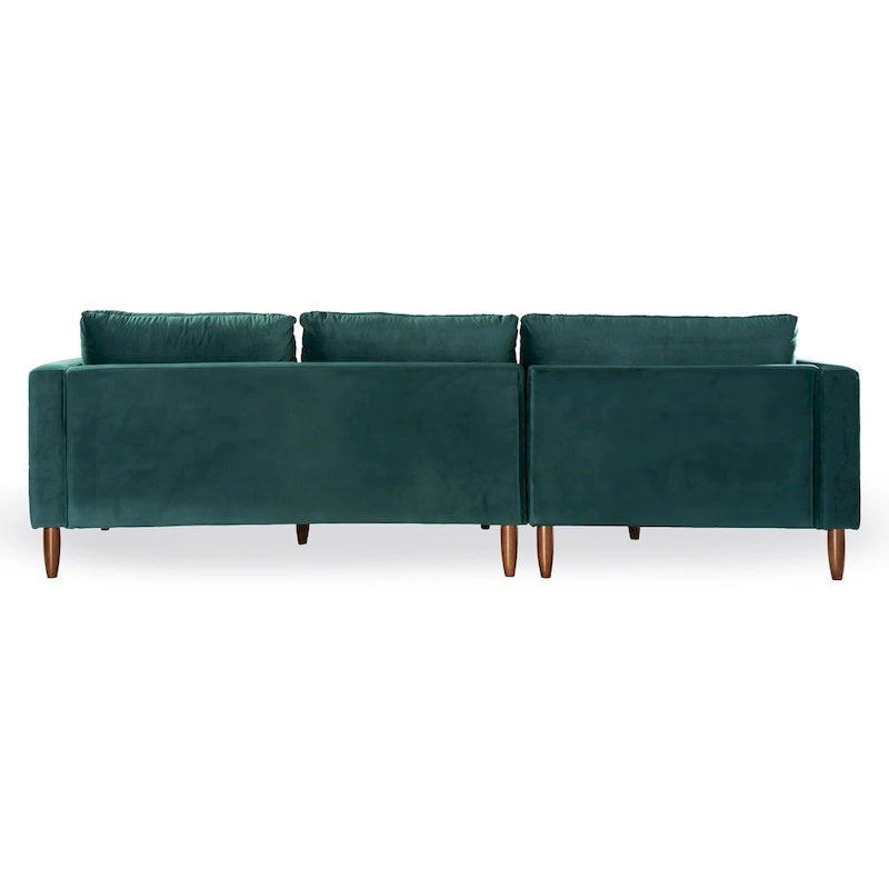 Divano sezionale in velluto Diana Mid-Century Modern a L con schienale a cuscini