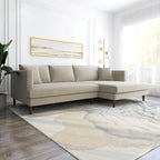 Divano sezionale in velluto Diana Mid-Century Modern a L con schienale a cuscini