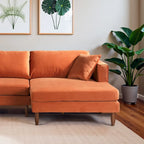 Divano sezionale in velluto Diana Mid-Century Modern a L con schienale a cuscini