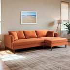 Divano sezionale in velluto Diana Mid-Century Modern a L con schienale a cuscini
