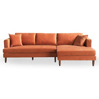 Divano sezionale in velluto Diana Mid-Century Modern a L con schienale a cuscini