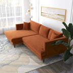 Divano sezionale in velluto Diana Mid-Century Modern a L con schienale a cuscini
