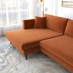 Divano sezionale in velluto Diana Mid-Century Modern a L con schienale a cuscini