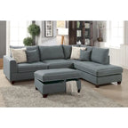 Bobkona Polyfabric Reversible Chaise Sectional with Storage Ottoman set.