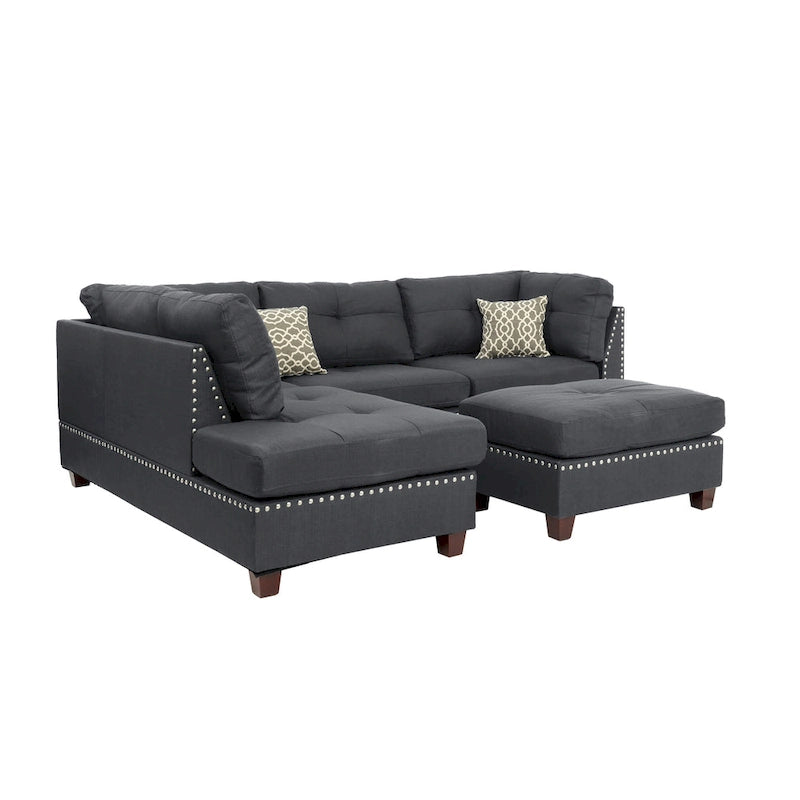 Set divano componibile reversibile a 3 pezzi rivestito in tessuto Bobkona Chaise