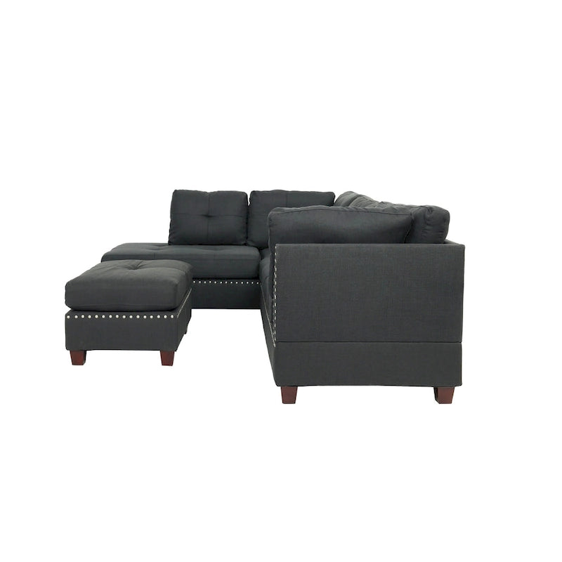 Set divano componibile reversibile a 3 pezzi rivestito in tessuto Bobkona Chaise