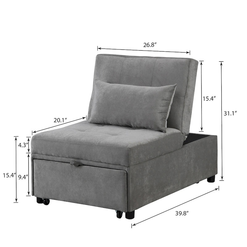 Lordear Divano letto singolo 4 in 1 regolabile Futon Divano letto pieghevole Sedia convertibile - 39.9 x 26.8