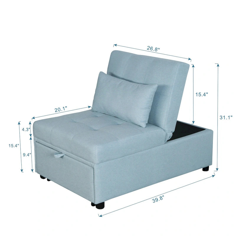 Lordear Divano letto singolo 4 in 1 regolabile Futon Divano letto pieghevole Sedia convertibile - 39.9 x 26.8