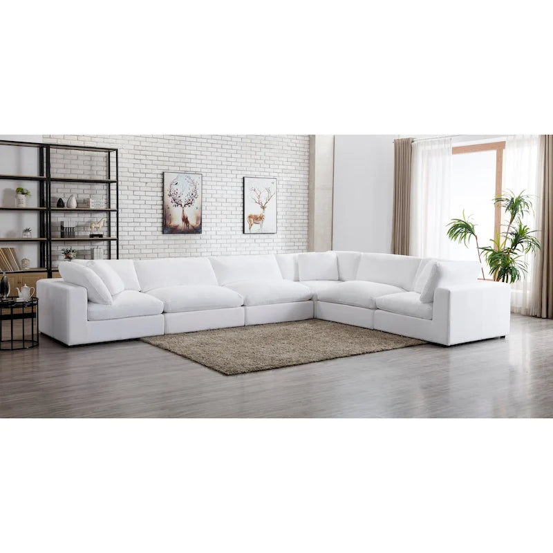 Divano componibile modulare Roundhill Furniture Rivas contemporaneo 6 pezzi imbottito in piuma
