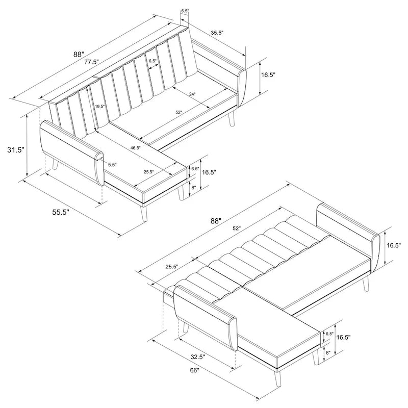 Divano componibile futon Brittany di Novogratz