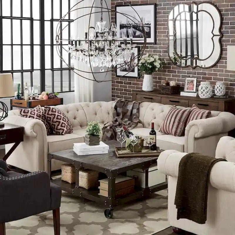 Divano componibile a elle Chesterfield Knightsbridge con bracciolo a voluta di iNSPIRE Q Artisan