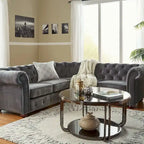 Divano componibile a elle Chesterfield Knightsbridge con bracciolo a voluta di iNSPIRE Q Artisan