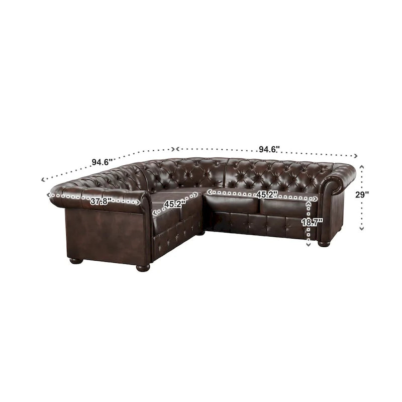 Divano componibile a elle Chesterfield Knightsbridge con bracciolo a voluta di iNSPIRE Q Artisan