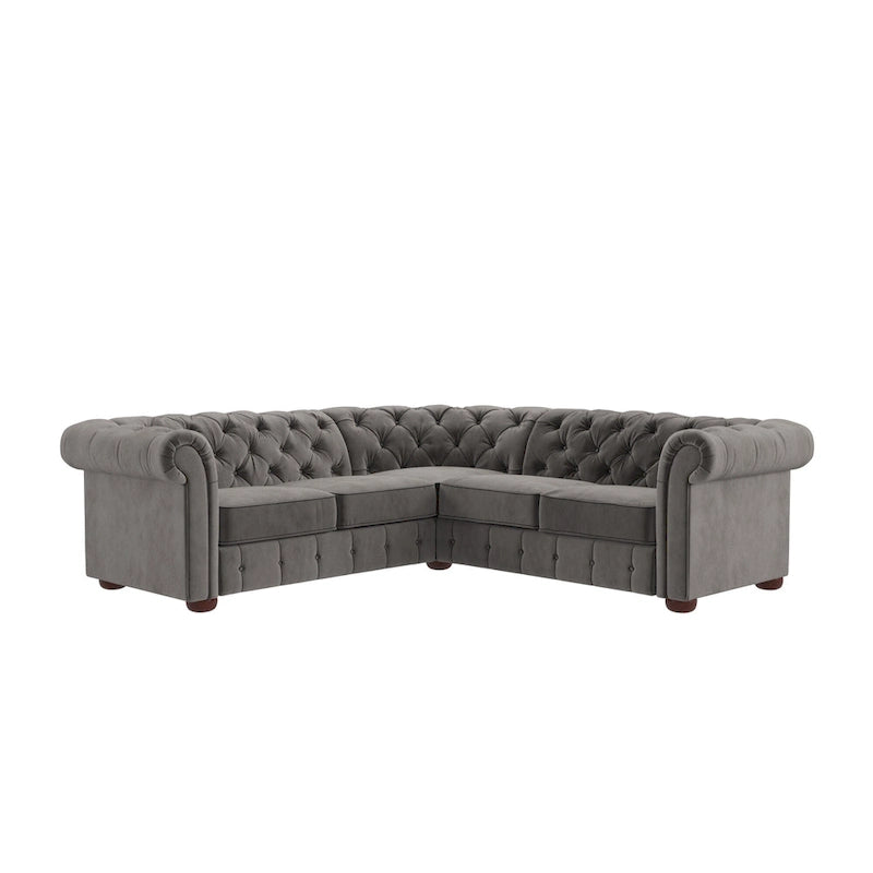 Divano componibile a elle Chesterfield Knightsbridge con bracciolo a voluta di iNSPIRE Q Artisan
