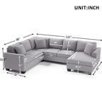 Canapé d'angle 279 x 218 cm Rembourré Moderne Accoudoirs Anglais Classique en U 3 Coussins Inclus