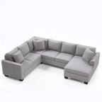 Canapé d'angle 279 x 218 cm Rembourré Moderne Accoudoirs Anglais Classique en U 3 Coussins Inclus