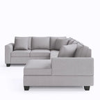 Canapé d'angle 279 x 218 cm Rembourré Moderne Accoudoirs Anglais Classique en U 3 Coussins Inclus