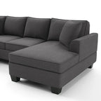 Canapé d'angle 279 x 218 cm Rembourré Moderne Accoudoirs Anglais Classique en U 3 Coussins Inclus