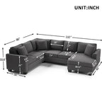 Canapé d'angle 279 x 218 cm Rembourré Moderne Accoudoirs Anglais Classique en U 3 Coussins Inclus