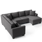 Canapé d'angle 279 x 218 cm Rembourré Moderne Accoudoirs Anglais Classique en U 3 Coussins Inclus