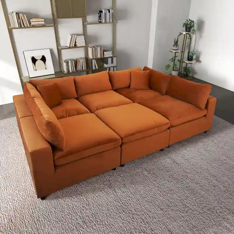 Divano componibile modulare Yannie in velluto in stile Mid-Century Modern