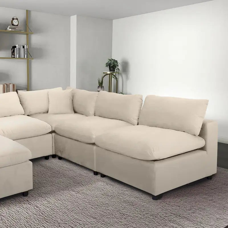 Divano componibile modulare Yannie in velluto in stile Mid-Century Modern